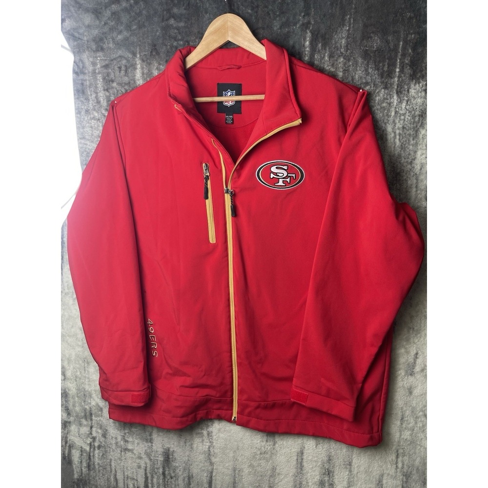 NFL San Francisco 49ers Red Soft Shell XXL Men's Jacket  Zip Pockets Embroidered